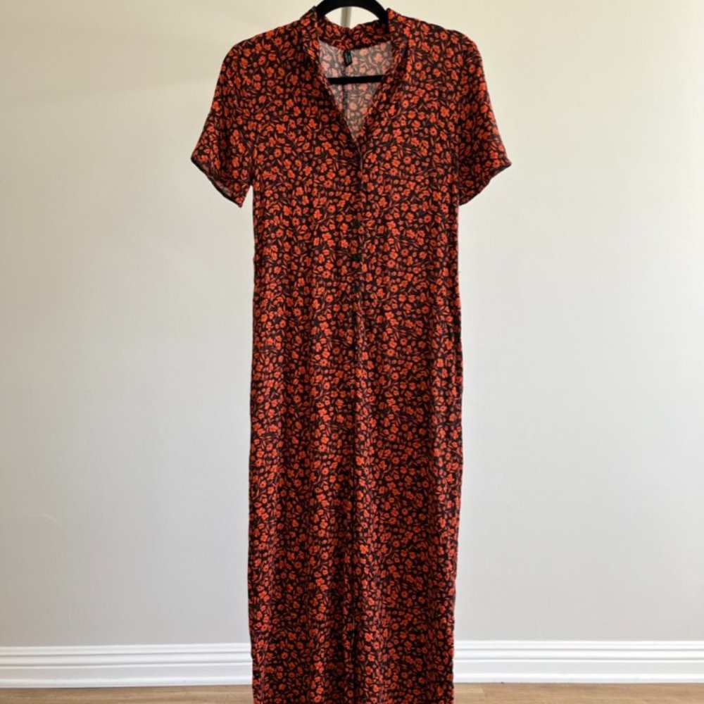 Nobody's Child Boiler Jumpsuit in Red Ditsy Floral